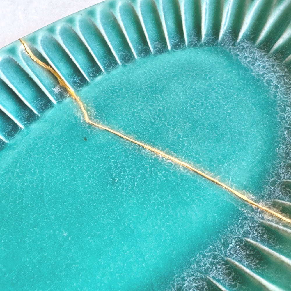 Kintsugi - Teal Oval Plate no.1