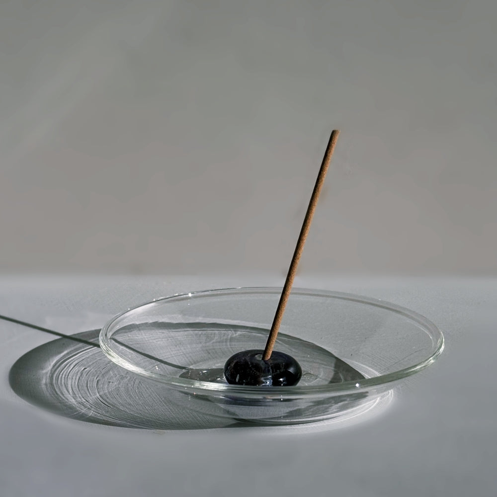 Handcrafted Japanese glass incense holder by Kousaido. Available at Toka Ceramics.
