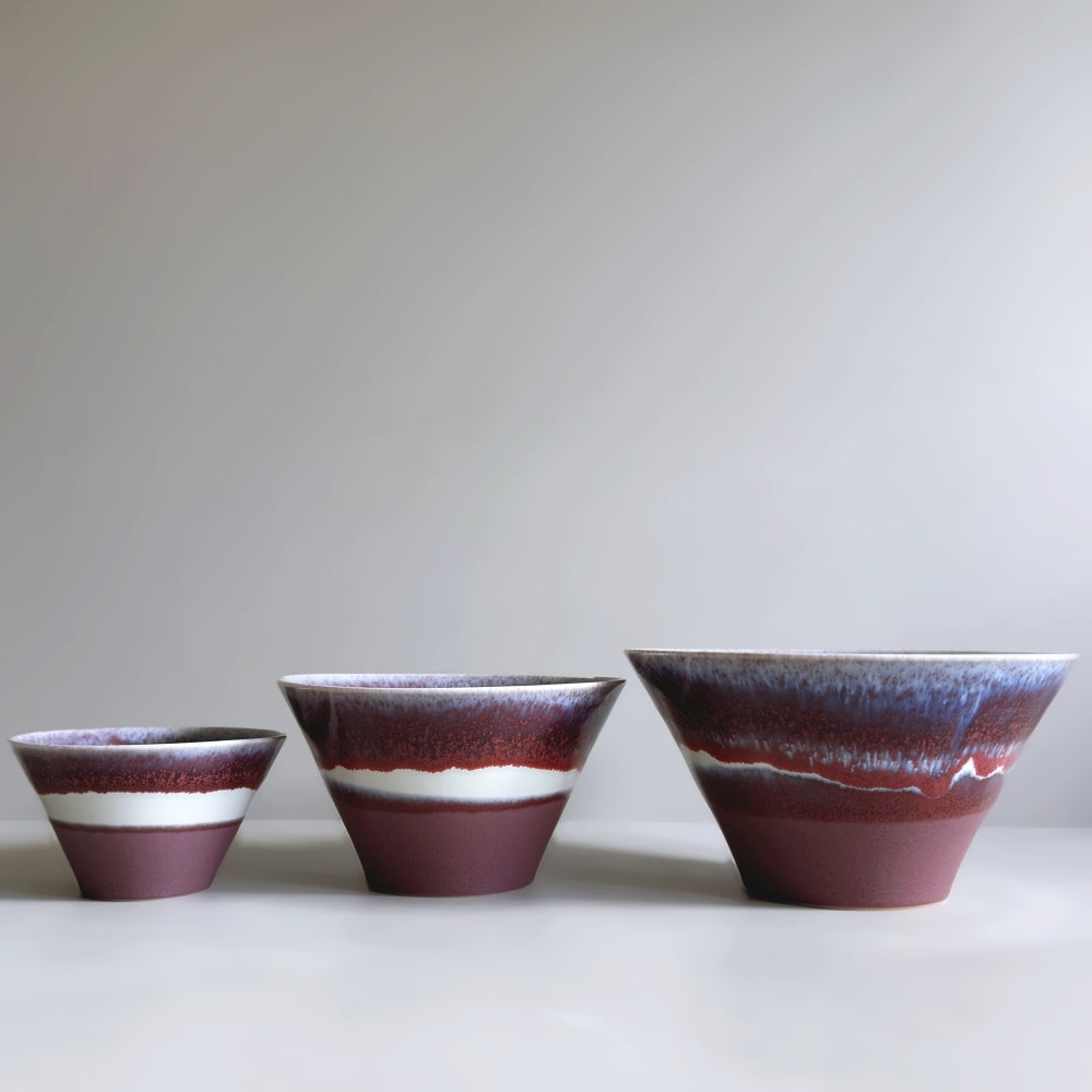 Japanese dark purple and red glazed bowl, medium size. Made in Gifu, Japan. Available at Toka Ceramics.