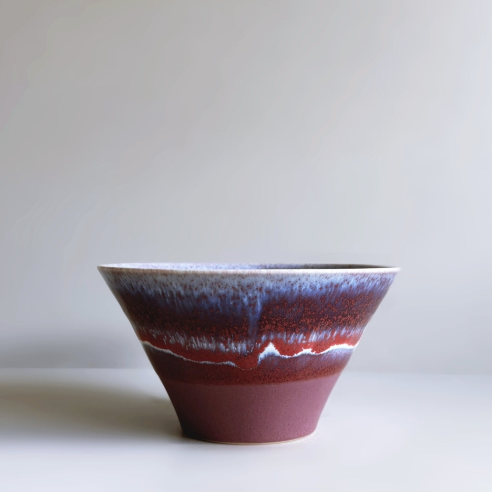 Japanese Mino ware large bowl in dark red/purple glaze. Handcrafted ceramic. Available at Toka Ceramics.