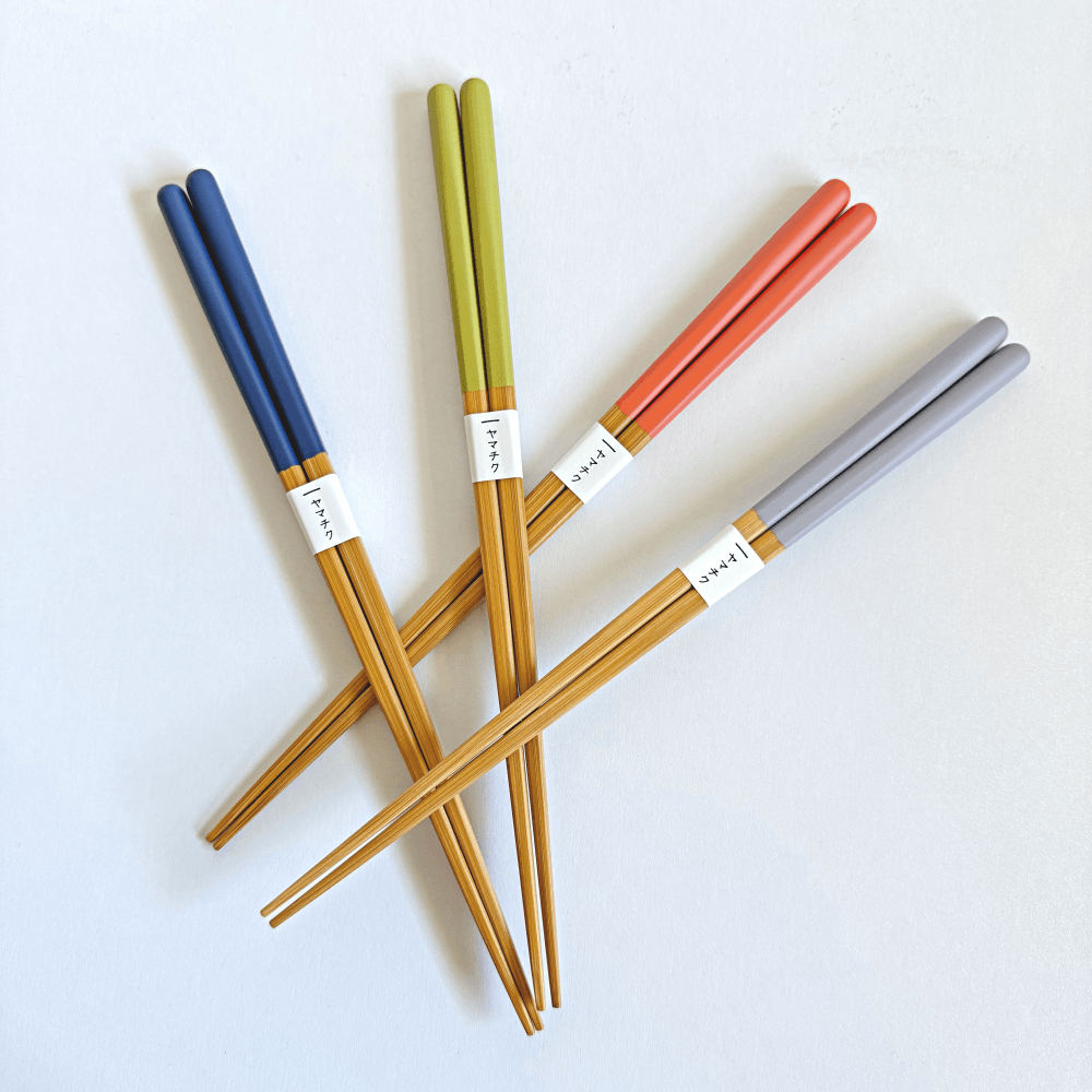 Yamachiku susutake round bamboo chopsticks. Handcrafted in Kumamoto, Japan. Available at Toka Ceramics.