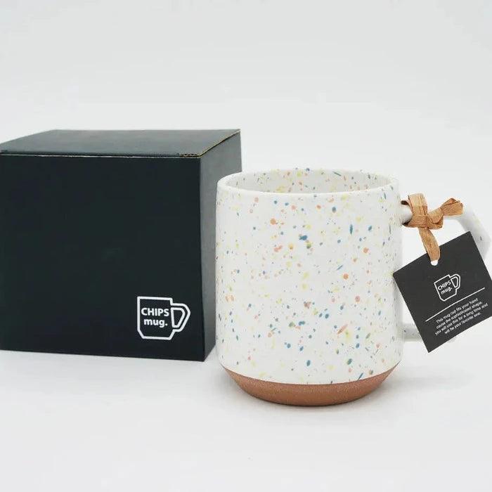 CHIPS large Mug Orange and White - Toka Ceramics