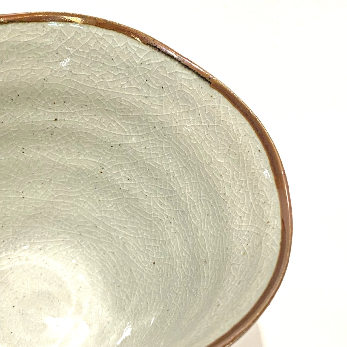Japanese tea cup in blue floral pattern. Mino ware, made in Japan. Available at Toka Ceramics.
